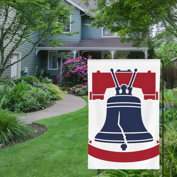 RKSupls Spring Summer Garden Flag Double Sided, Liberty Bell With Ribbon Banner Linen Welcome Yard House Outside Outdoor Decoration,12*18 inch