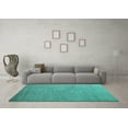 thumbnail image 3 of Ahgly Company Machine Washable Indoor Round Oriental Turquoise Blue Industrial Area Rugs, 8' Round, 3 of 4