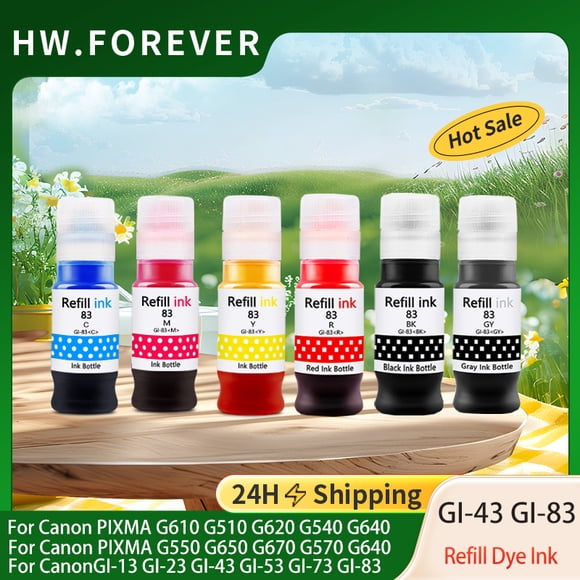 GI-43 GI-83 GI-13 GI-23 GI43 GI83 Refill Dye Ink Water Based Dye Ink For Canon Pixma G540 G640 G580 G550 G650 G670 G570 Printer