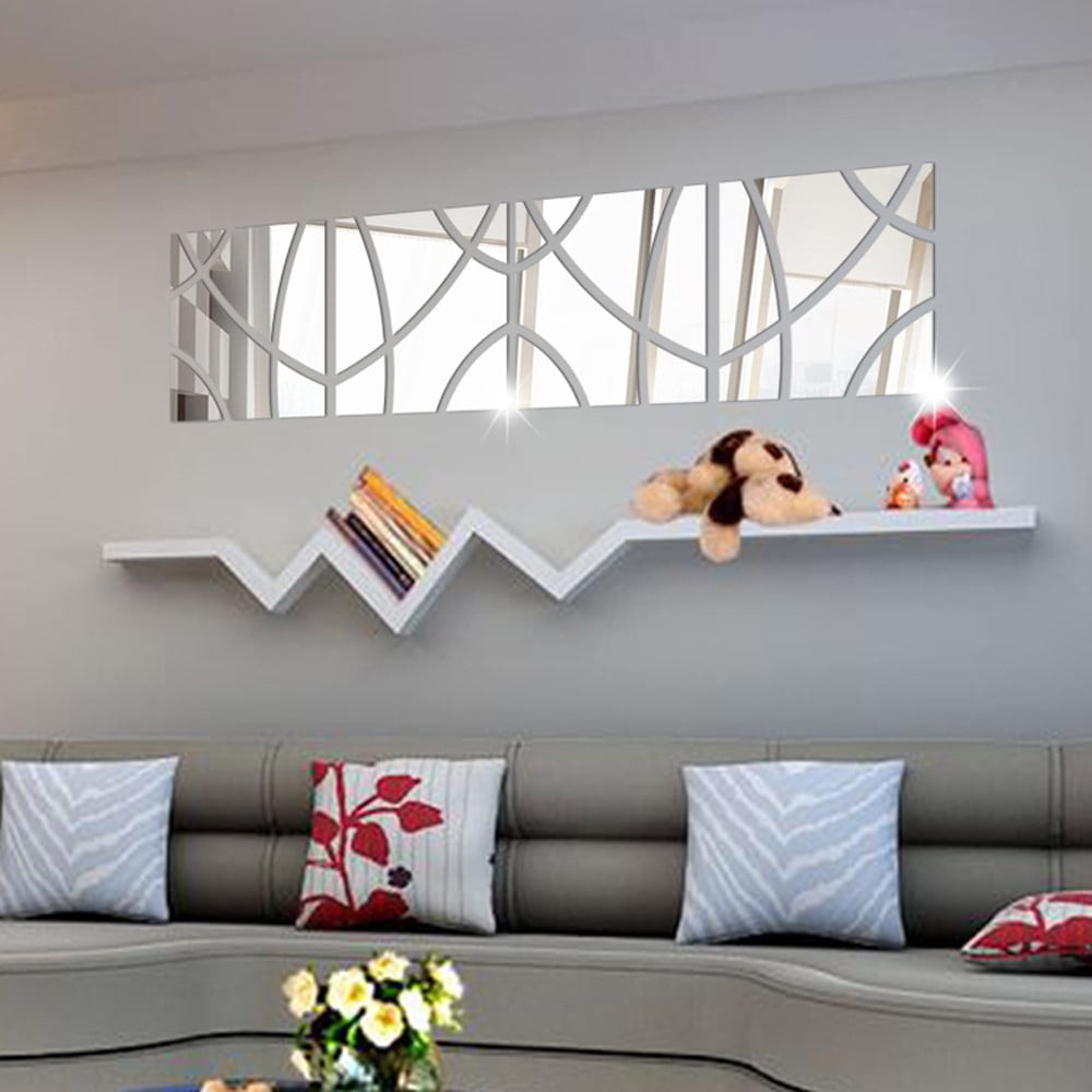 16 Stickers Miroirs Adhésifs Muraux - Miroirs Acryliques 3D Autocollants Pour Déco Salon, Chambre