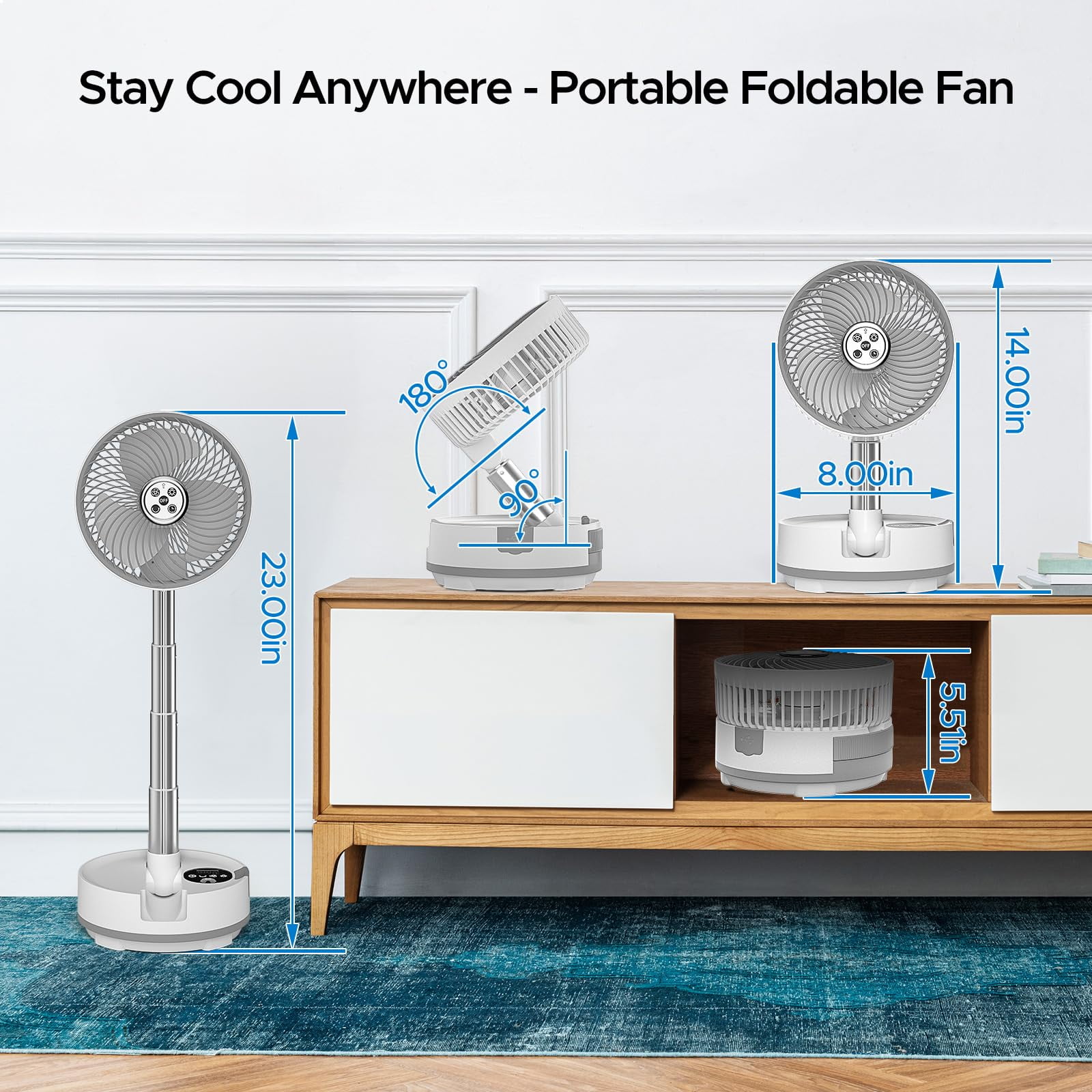 20000mAh Oscillating Standing Fan, 112hrs Rechargeable Battery Operated Fan with Remote/LED Light/Timer, Portable Battery Powered Fan, Pedestal Floor Fan for Bedroom Party Camping