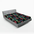 thumbnail image 2 of Ambesonne Tropical Fitted Sheet, Exotic Watercolor Flowers, King Size, Pale Fuchsia Sea Green, 2 of 5