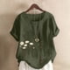 thumbnail image 5 of Camisetas de Manga Corta para las Mujeres Impreso Botón de Manga Corta Camiseta Blusa Poliéster, Ropa Casual Mirar Superior para las Mujeres, 5 of 8