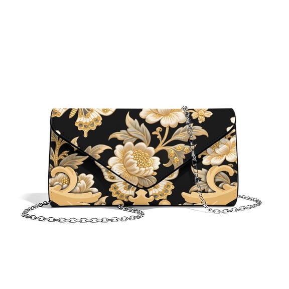 FOR U DESIGNS Butterfly Peony Gold Clutch Purses for Women Waterproof Crossbody Shoulder Bags Faux Leather Shoulder Bag Formal Party Clutches