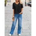 thumbnail image 6 of ZANKLEY Womens Summer V Neck Oversized T Shirt Casual Short Sleeve Loose Fit Flowy Basic Top, 6 of 12