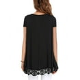 thumbnail image 4 of JWD Women's Tops Short Sleeve Lace Trim O-Neck A Line Tunic Blouse Black-Large, 4 of 7