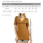 Zenana Women & Plus Relaxed Fit V-Neck Short Sleeve Basic Jersey T-Shirt Tops