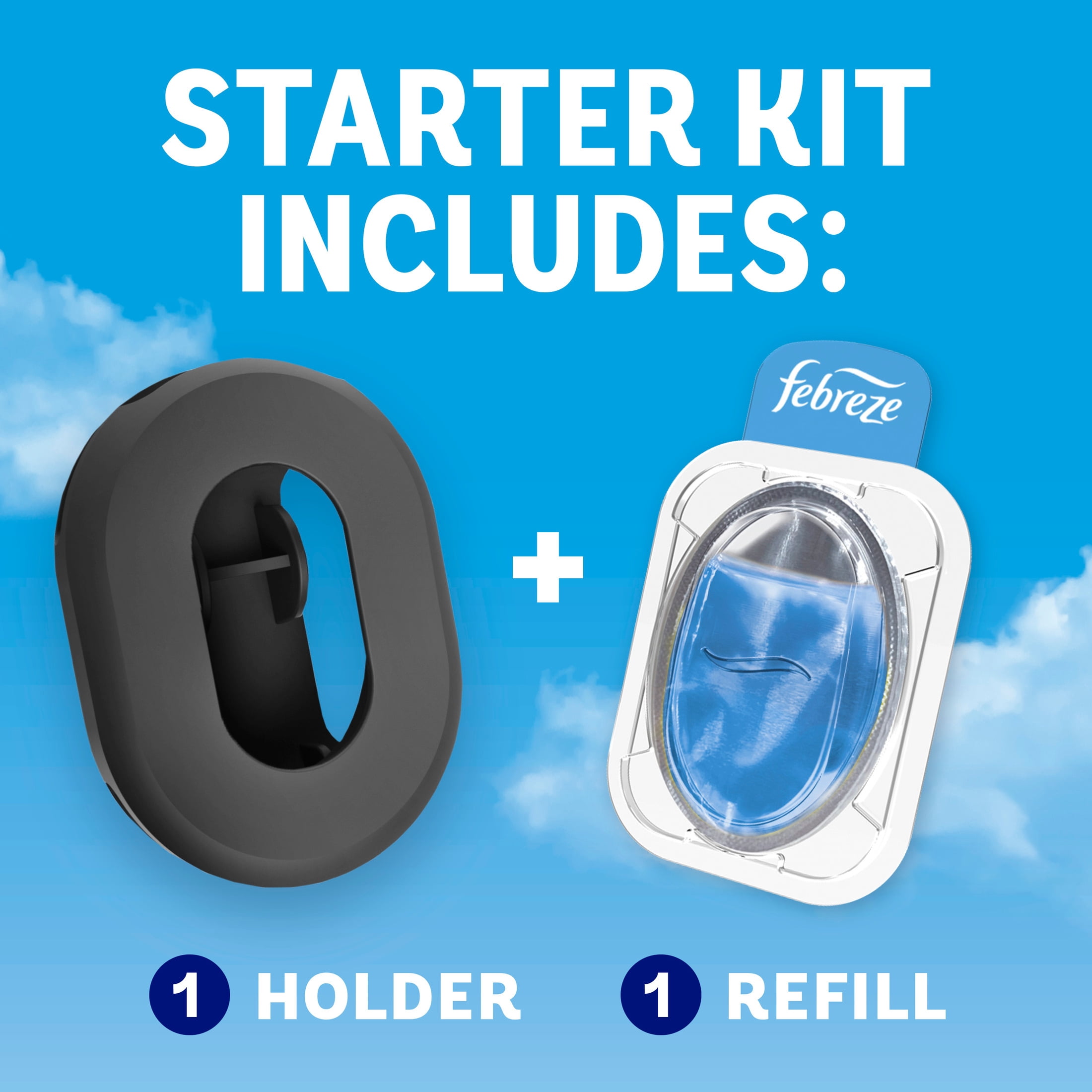 Febreze Trash Odor Fighter, Linen & Sky Scent, 1 Holder + 1 Refill
