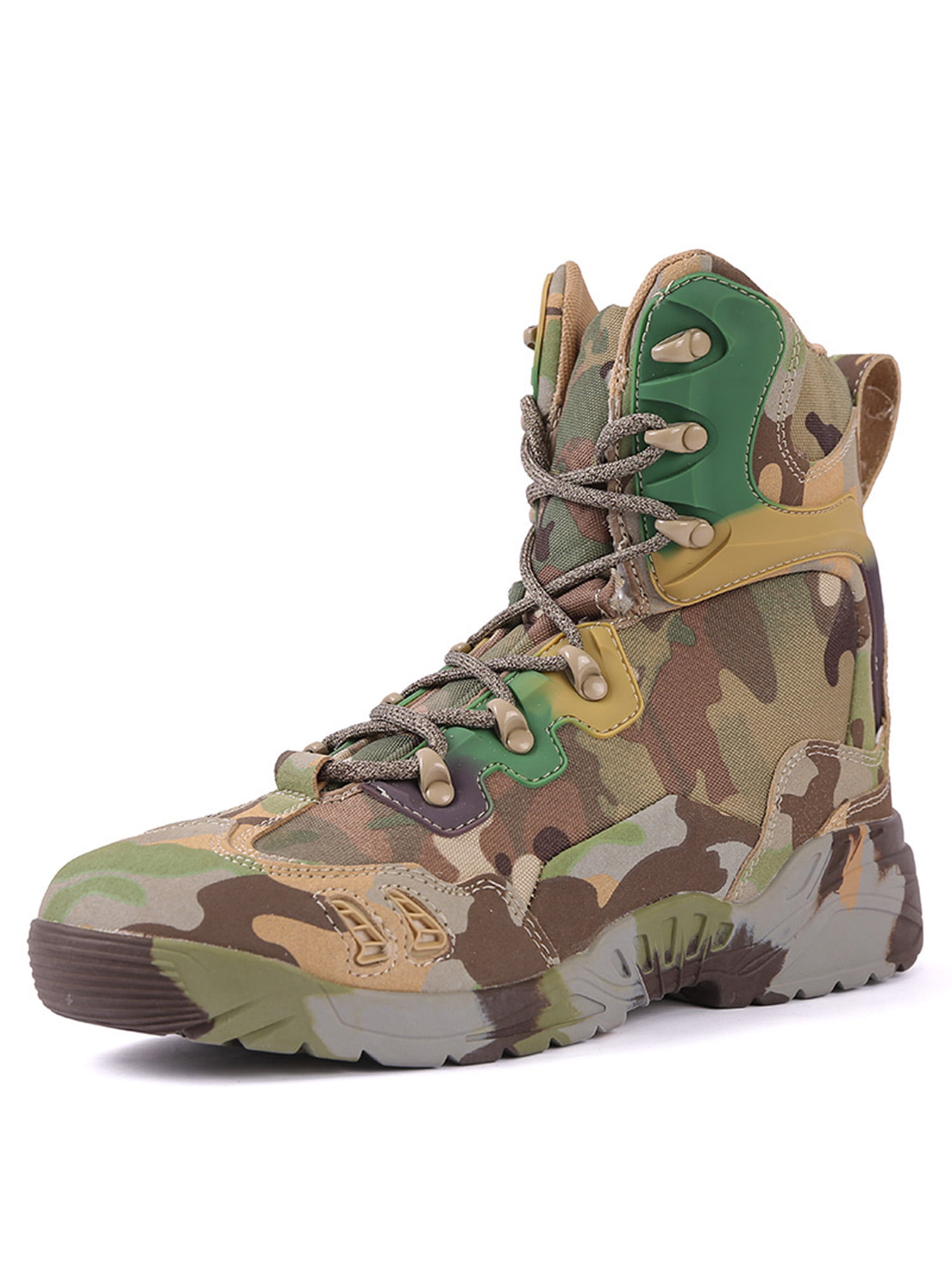 Mens Army High Top Camouflage Mid Calf Boots Lace-up Outdoor Military Warm Shoes