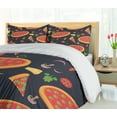 thumbnail image 5 of Italy Duvet Cover Sets, Image of Vegetable Pizzas Basil Leaves Tomatoes and Mushrooms, Bedding Set 2 Duvet Covers & 4 Pillowcases, 2 Pack Cal King Size, Dark Blue Grey and Multicolor, by Ambesonne, 5 of 7
