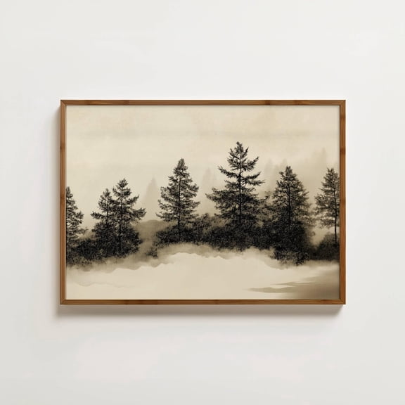 Winter Pine Tree Print Moody Decor Vintage Tree Festive Wall Hanging Winter Farmhouse Decor Woodland Forest Wall Art Home Decor #1205, Unframed Poster Size 8x12