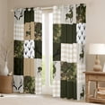 thumbnail image 2 of Homewish Patchwork Buffalo Plaid Curtains Pack of 2 (42x84 Each), Rustic Green Camouflage Curtains Blackout, Jungle Deer Animal Bedroom Curtains, Blackout Curtains Room Decor, 2 of 6