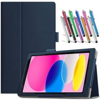 elitegadget Case for iPad 11th Generation 11 Inch 2025 / iPad 10th Gen 10.9 Inch 2022 - Slim Lightweight Folio PU Leather Folding Stand Cover Case 1 Random Color Stylus (Navy Blue)