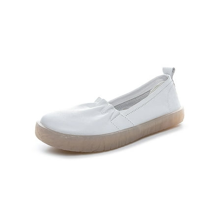 

SIMANLAN Womens Flats Non-slip Loafers Slip On Casual Shoes Ladies Lightweight Walking Shoe Women Comfort White 5