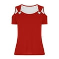 thumbnail image 5 of Timegard Summer Tops for Women Scoop Neck Cold Shoulder Short Sleeve Fitting Comfy Dressy Casual Tops, 5 of 8
