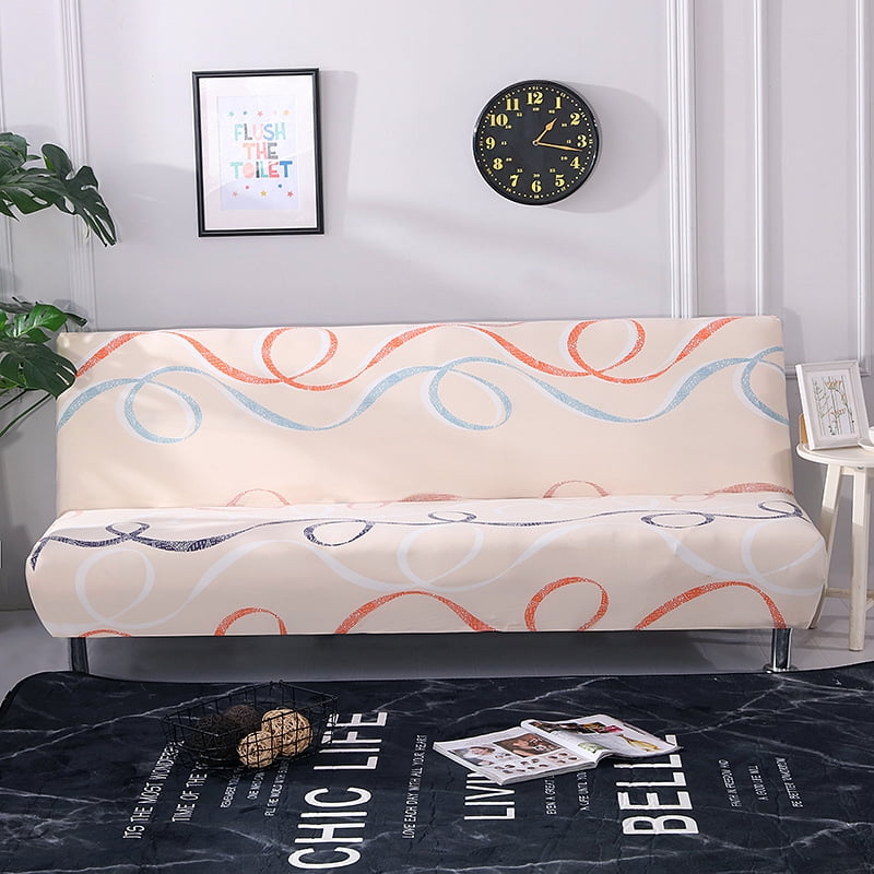 Futon Sofa Slipcover Elastic Armless Sofa Cover Furniture Protector For