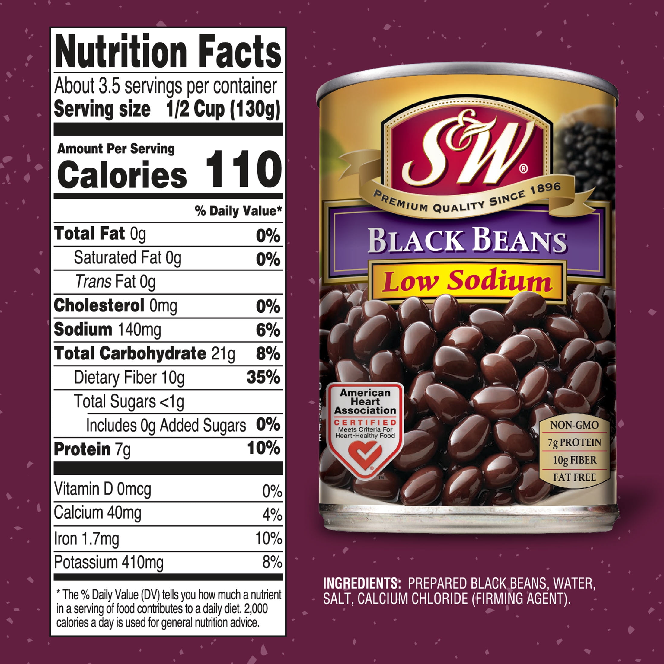 S&W Black Beans - Low Sodium - 15 oz. Can