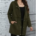 thumbnail image 4 of FYDUU Women's Hooded Trench Coat Mid Length Long Sleeve Classic Casual Jacket Windproof Windbreaker Jackets For Women Outerwear Comfort Casual Coats, 4 of 8