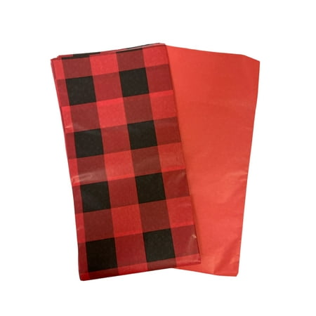 Charmed Christmas Tissue Paper (Printed & Solid) 10 Sheets 20"x20"; Buffalo Plaid