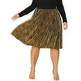 thumbnail image 1 of GRACE & GRANDEUR Women's Plus Size Party Metallic Sparkle Sequin Spring Fall Skirt 1X Gold, 1 of 2