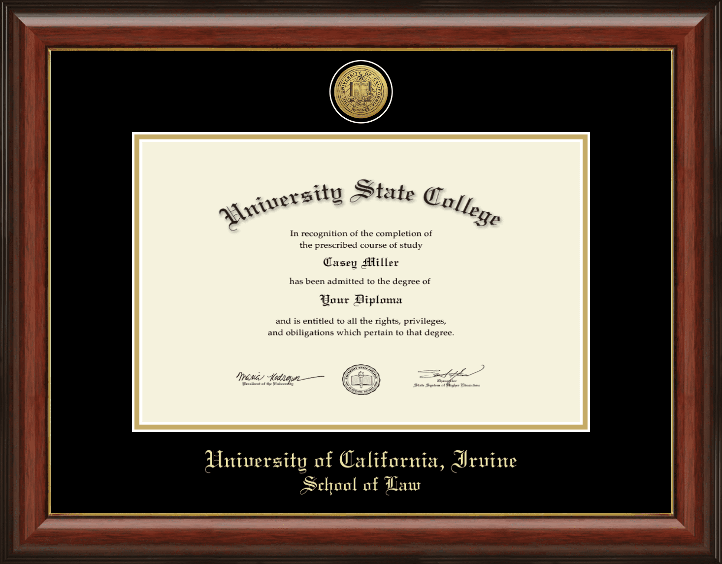 University of California Irvine School of Law Diploma Frame, Document ...