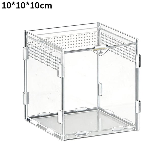 Acrylic Jumping Spider Enclosure, Transparent Reptile Terrarium Enclosure, Small Reptiles Habitat Tank Breeding Box for Tarantula Insect Snake Lizard