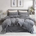 thumbnail image 5 of NAYOROOM 3-Piece Dark Gray Fluffy Striped Duvet Cover King Set,Super Soft Faux Rabbit Fur Winter Warm Fuzzy Comforter Cover, 5 of 11