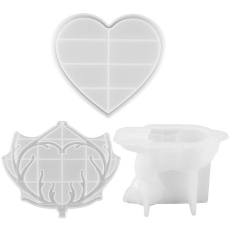 

XHAO 3Pcs/Set Epoxy Resin Molds Heat-proof Labor-saving White Desk Standing Jewelry Organizer Silicone Molds Handicraft Tool