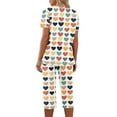 thumbnail image 3 of TIMIFIS Ensembles de Pyjama pour Femmes 2 Pcs - Pyjamas de la Saint-Valentin pour Femmes - Ensembles de Pyjamas pour Dames Manches Courtes Col Rond Haut et Pantalons Capris Ensembles de Détente, 3 of 5