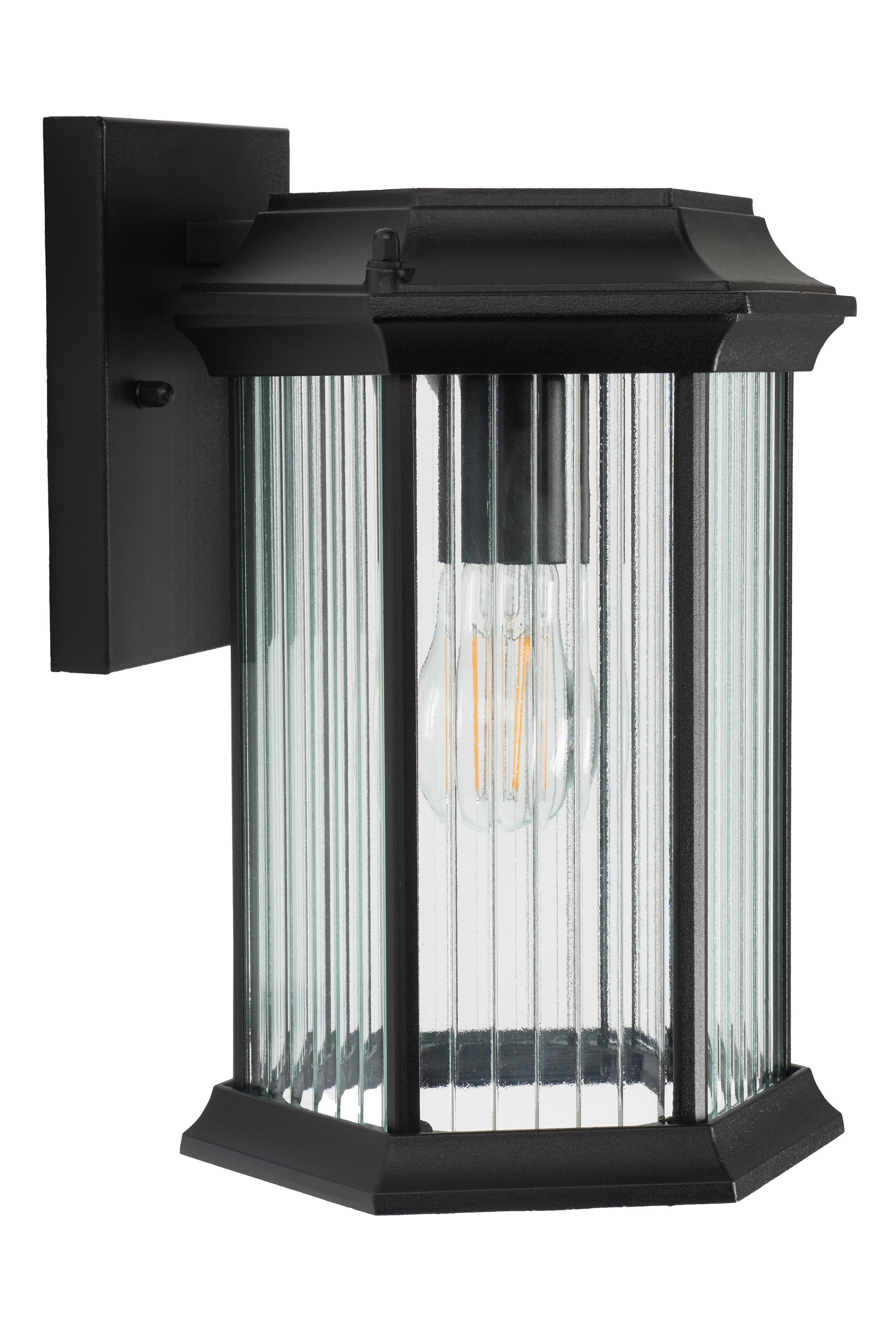 SAFAVIEH Hylan 2-Light A19 Black Steel Wall Sconce with Clear Shade, Set of 2