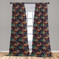 thumbnail image 2 of Floral Window Curtains, Jungle Inspired Exotic Leaf Drawings on Leopard Skin Like Backdrop, Lightweight Decor 2-Panel Set with Rod Pocket, Pair of - 28"x84", Forest Green and Apricot, by Ambesonne, 2 of 3
