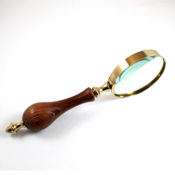 Nautical Table Decor Handle Magnifier 2\" Brass Wooden Lens with Durable Metal Alloy Novelty Gifts