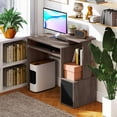 thumbnail image 3 of Modern Grey Computer Desk With Sliding Keyboard Tray And Storage Drawer - Stylish Home Office Workstation With Shelves For Efficient Organization, 3 of 4