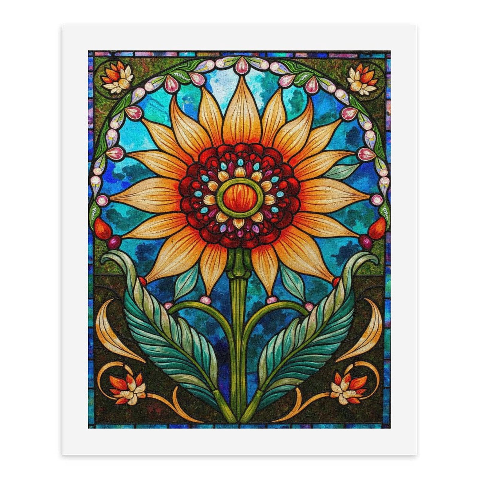 Paint By Numbers Kit for Adults Beginner - DIY Colorful Stained Glass Sunflower Art Canvas Painting Kits for Adults, Frameless Paint By Number for Adults for Home Wall Decor 16x20 Inch
