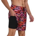 thumbnail image 2 of Rateoe Red Lips Kissing Pattern Men’s Swim Shorts with Compression Liner – Double-Layered Quick-Dry Swimwear, Comfortable & Stretchy Beach Shorts-Medium, 2 of 6