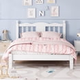 thumbnail image 2 of LEGAHOME Twin Size Bed Frame, Wood Platform Bed with Column-Decoration Headboard, Strong Wooden Slat Support, Twin Bed Frame for Boys Girls, No Box Spring Needed, White, 2 of 11