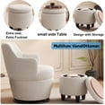 thumbnail image 4 of NEW 360°Swivel Accent Chair with Ottoman, Lounge Sofa with Nail Trim, Living Room Chairs, Bedroom Chair, Vanity Chair, Nursery Glider, Swivel Barrel Chair-Beige/White Accent Chair, 4 of 7