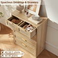 thumbnail image 3 of LEYAOYAO 41" Tall Storage 6-Drawer Rattan Chest of Drawers with Gold Handles for Bedroom, Entryway, Natural Oak, 3 of 9