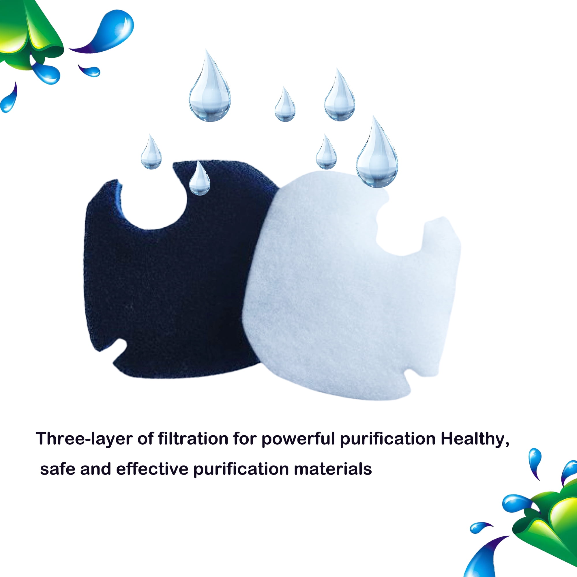 TropicAqua Replacement Aquarium Fine Filter Water Polishing Pads Sponge & Activated Carbon Bio Pads Suitable for AMOSIJOY 172 225 265GPH, 8 Pack