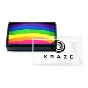 Kraze FX Domed 1-Stroke Split Cake - Bright Neon (25 gm), Water Activated, Professional UV Glow Blacklight Reactive Face and Body Painting Rainbow Cakes, Hypoallergenic, Safe, Washable Paint