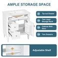 thumbnail image 5 of 30" Bathroom Vanity with Sink, White Freestanding Bathroom Cabinet with Flip Drawer & Adjustable Shelf, Solid Rubberwood Frame, MDF Panels & Metal Handles, 5 of 9
