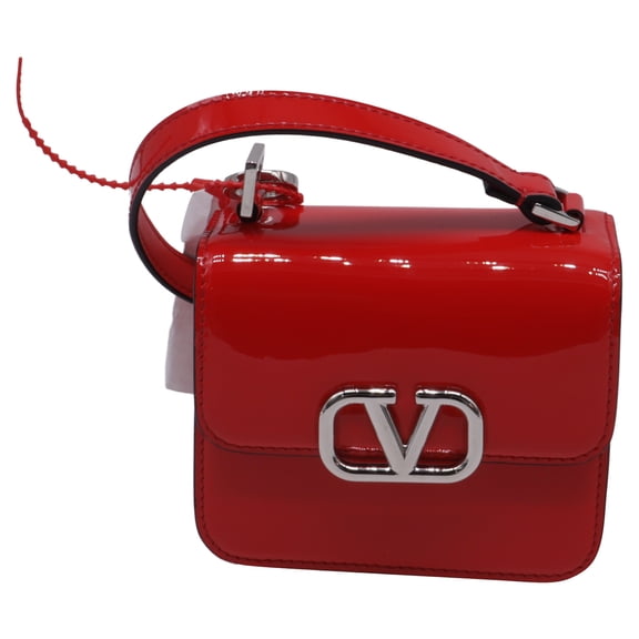 Pre-Owned Valentino Garavani Micro VSling Shoulder Bag in Red Patent Leather