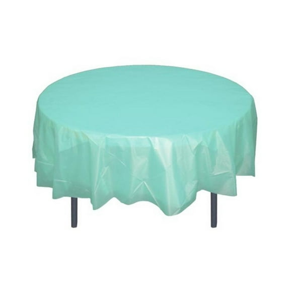 Plastic Disposable Table Cover - Aqua - Round - 84in.