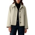 thumbnail image 3 of Unir Casual Turn-Down Collar Short Jacket for Women, Button Front, Relaxed Fit Everyday Polyester Outerwear with Pockets, 1 Piece, S-XXL, Plus Size Friendly, 3 of 6
