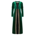 thumbnail image 3 of TiaoBug Kids Girls Renaissance Queen Velvet Vintage Maxi Dress Halloween Medieval Princess Fancy Dress Up Green 8, 3 of 7