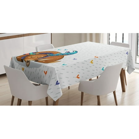 

Moose Tablecloth Colorful Antlers Boho Deer Retro Artsy Winter Rain Pattern Rainbow Heart Animal Theme Rectangular Table Cover for Dining Room Kitchen 60 X 90 Inches Multicolor by Ambesonne