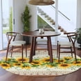 thumbnail image 4 of Farmhouse Sunflower 5ft Round Rug, Beige Brown Vintage Floral Botanical Non-Skid Rubber Backing Large Area Rugs - Living Room Bedroom Home Office, Indoor Floor Mat Carpets Washable Rug, 4 of 9