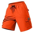 thumbnail image 3 of Fengqque Cargo Shorts for Men Elastic Waist Drawstring Quick-dry Plus Size Summer Shorts with Pockets Orange XS(XS), 3 of 9