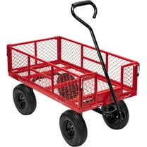 SPECSTAR Mesh Steel Garden Cart 880 lbs Capacity, 38" x 21" Folding Utility Wagon with 10 Inch Wheels