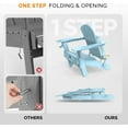 thumbnail image 6 of VINGLI Folding Adirondack Chair with Ottoman, Waterproof Plastic HDPE Firepit Chair for Outside with Hidden Footrests(Blue), 6 of 7